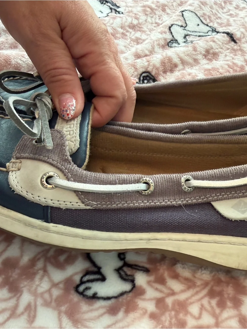 Sperry Navy Blue and Tan Two-Tone Boat Shoes